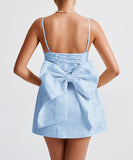 Chic Evening Dress with Bow Embellishments and Adjustable Straps