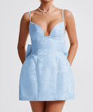 Chic Evening Dress with Bow Embellishments and Adjustable Straps