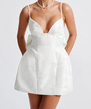 Chic Evening Dress with Bow Embellishments and Adjustable Straps