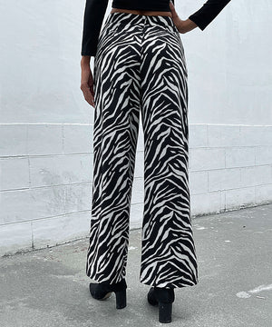 Chic Black Zebra-Print Trousers for Women