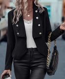 Chic Black Long Sleeve Lapel Jacket for Women