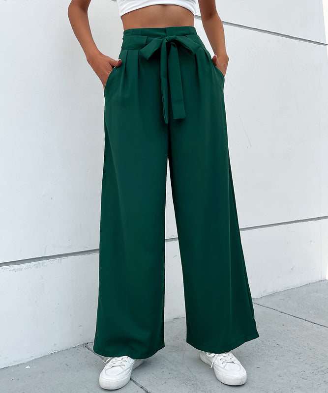Chic Dark Green Long Trousers for Women
