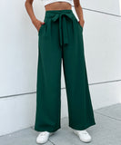 Chic Dark Green Long Trousers for Women
