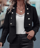 Chic Black Long Sleeve Lapel Jacket for Women