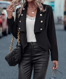 Chic Black Long Sleeve Lapel Jacket for Women