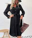 Chic Black V-Neck Dress with Short Sleeves