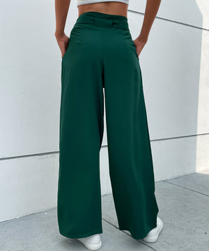 Chic Dark Green Long Trousers for Women